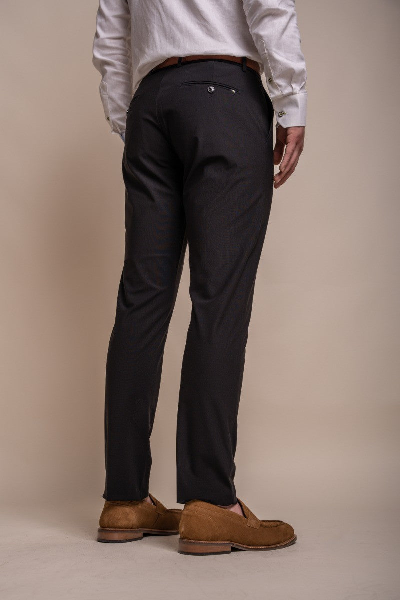 Men's Slim Fit Casual Trousers - REED - Black