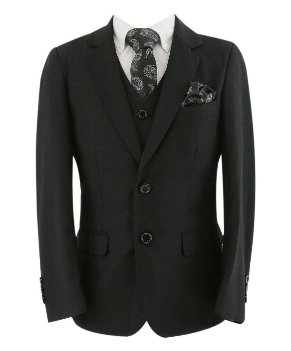 Boys Tailored Fit Black Suit - PARKER - Black