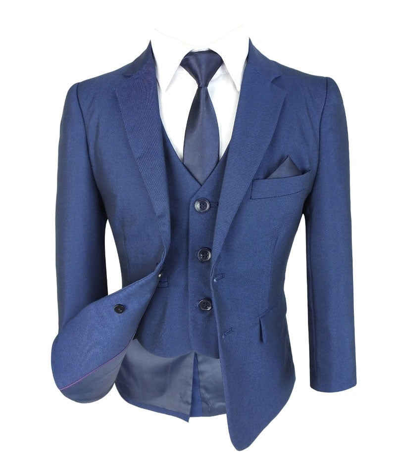 Boys All In One Formal Blue Suit - Dark Blue