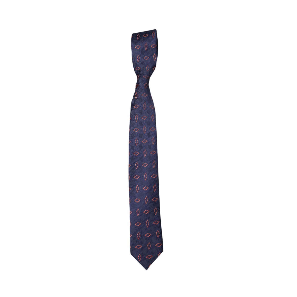 Boys Mixed Pattern Formal Tie & Hankie Set - Navy Diamond