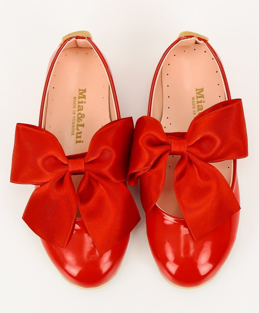 Girls Patent Flat Mary Jane Shoes - ELENA - Red