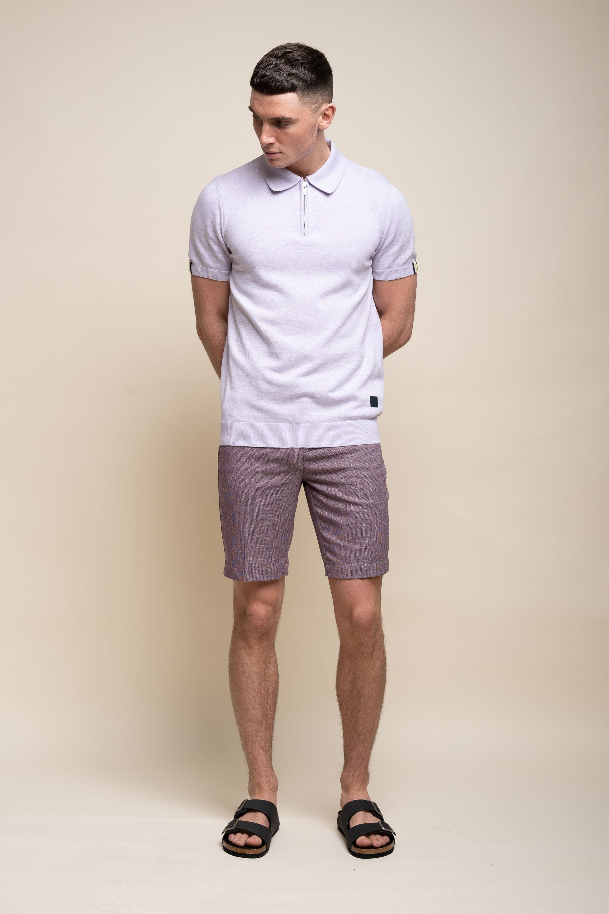 Men's Short Sleeve Cotton Polo Shirt - Dino - Lavender