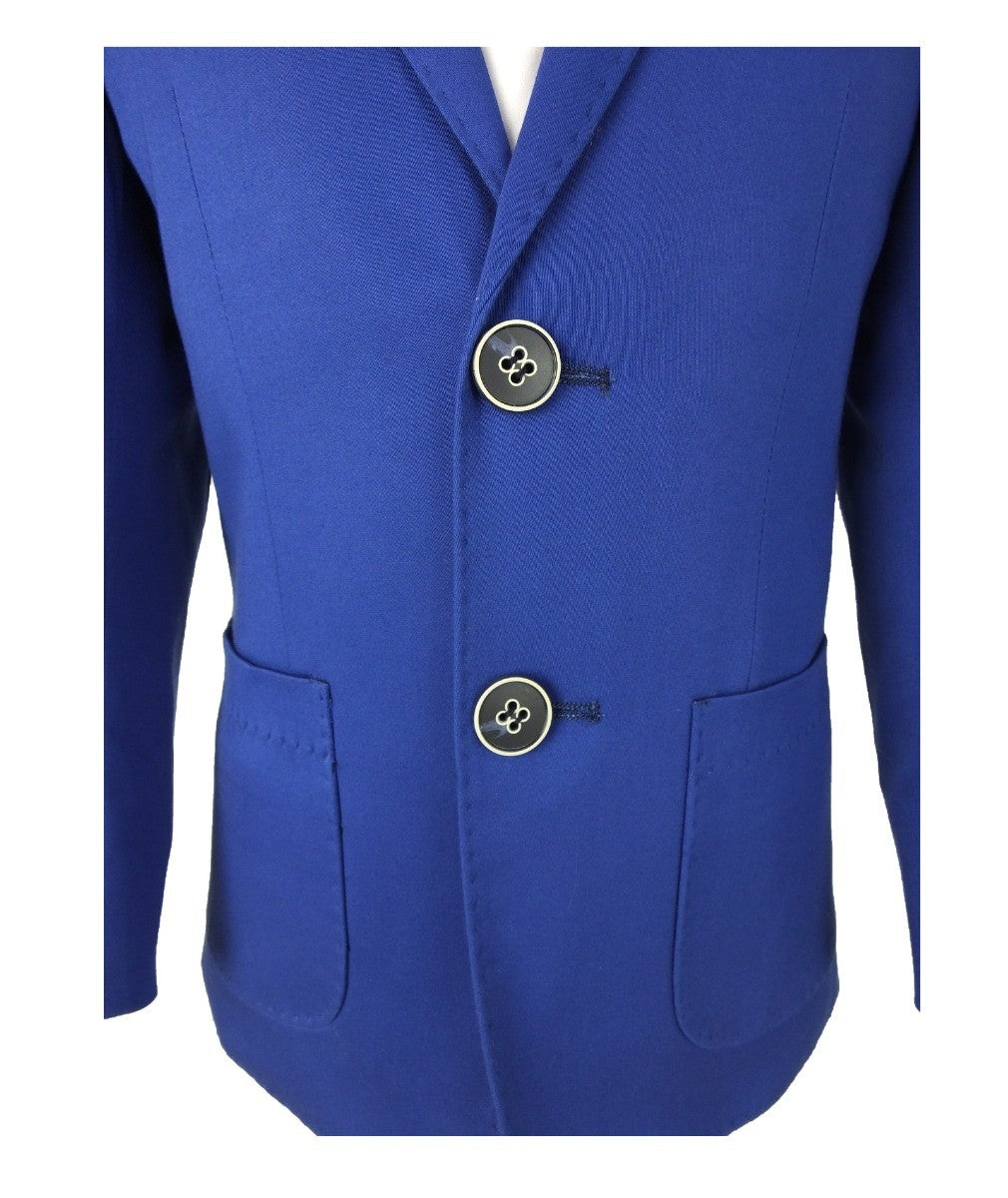 Boys Slim Fit Cotton Blazer - Royal Blue