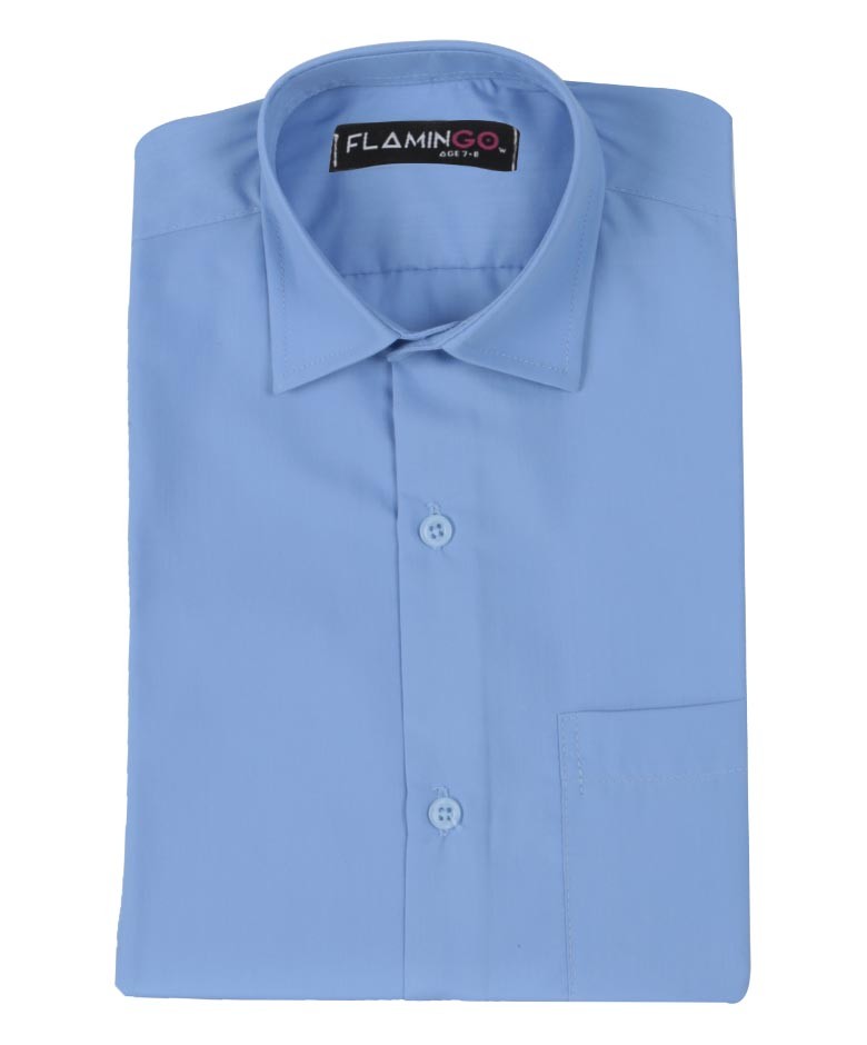 Boys Cotton Blend Formal Shirt - Sky Blue