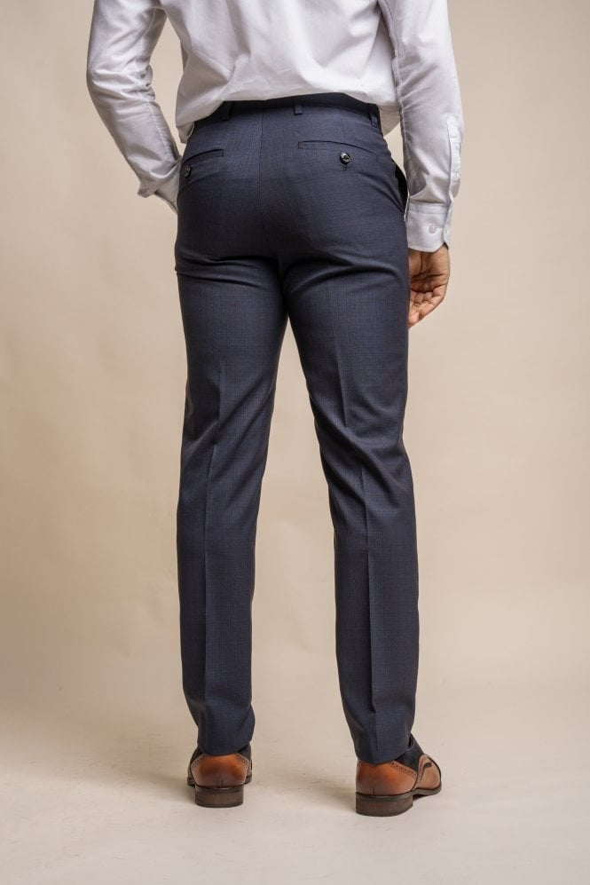 Men's Slim Fit Navy Trousers - SEEBA - Navy Blue