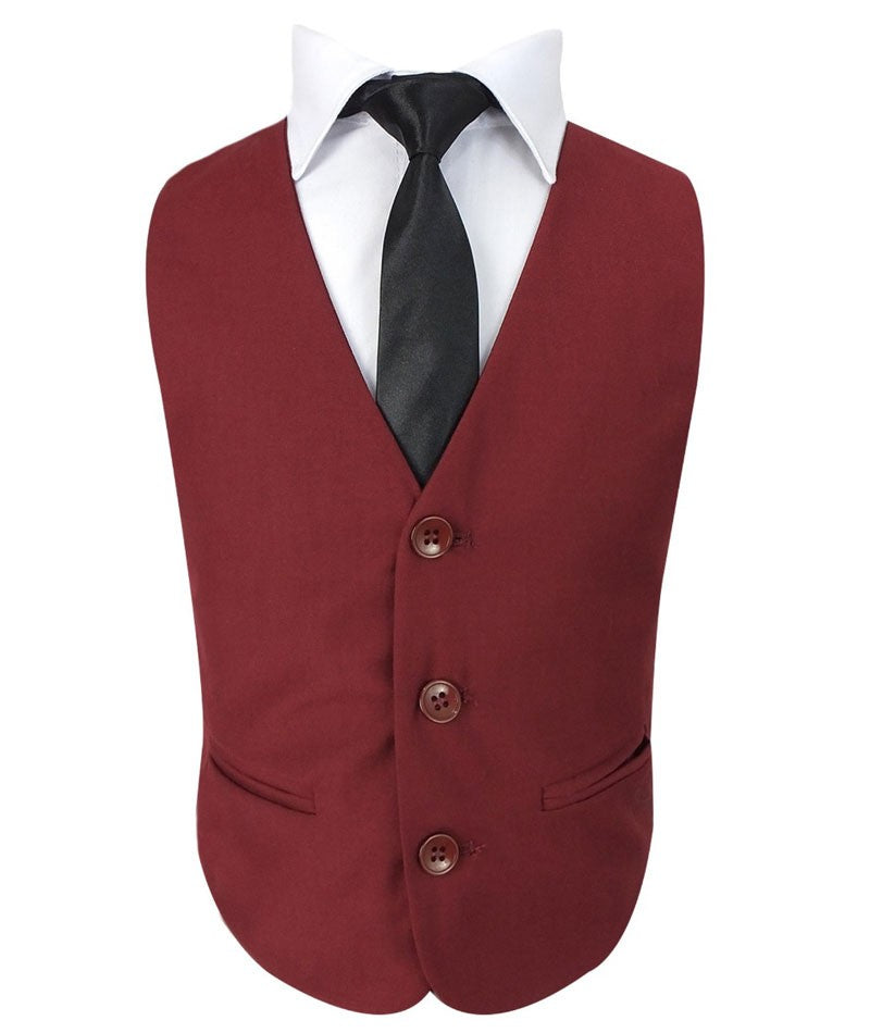 Boys Regular Fit Complete Suit Set - Claret Red