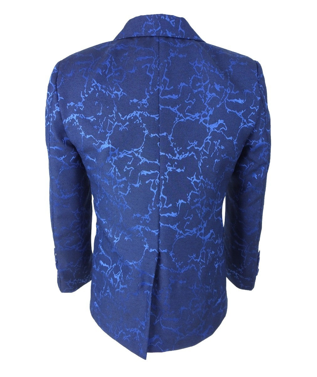 Boys Marble Printed Blazer - Blue