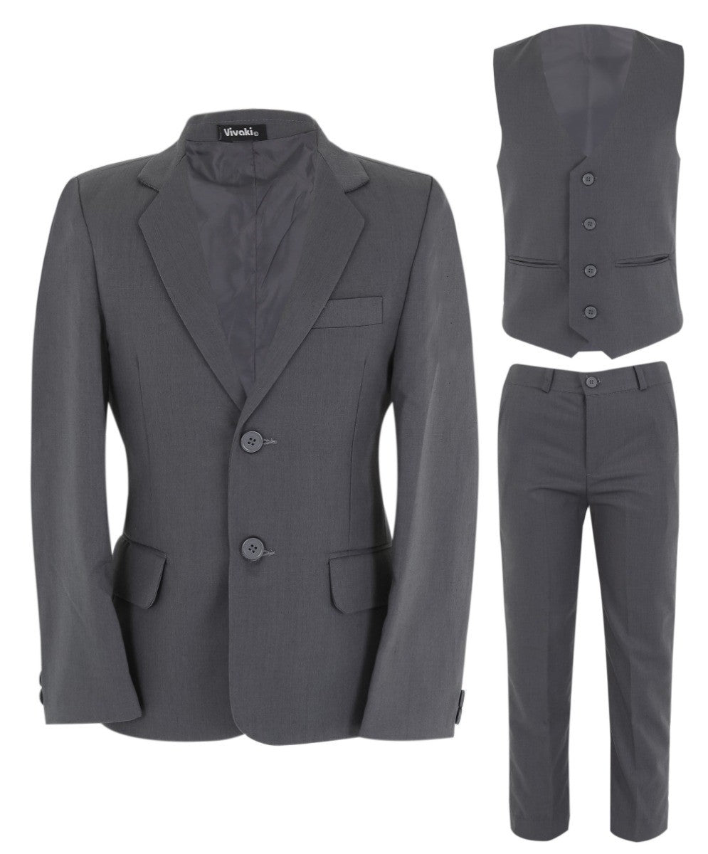 Boys 6 Piece All In One Formal Suit Set - RUN - Mid Grey