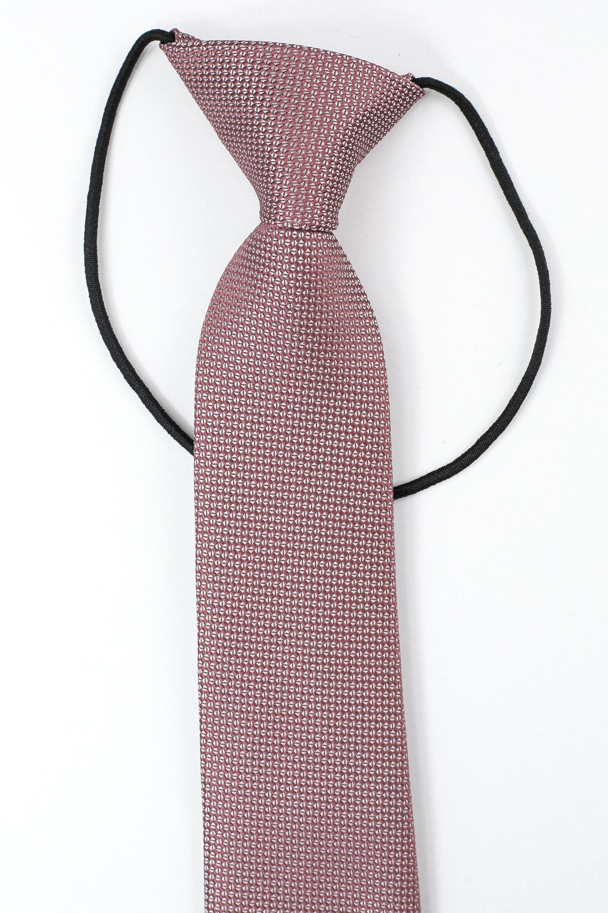 Boys’ Jacquard Tie & Hanky Set with Elastic Strap - Dusty Rose