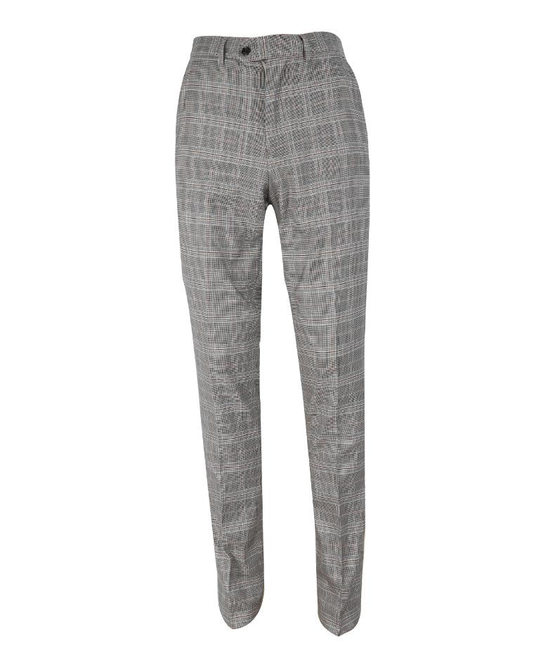 Men's Slim Fit Retro Check Suit - Quincy Stone - Stone Brown