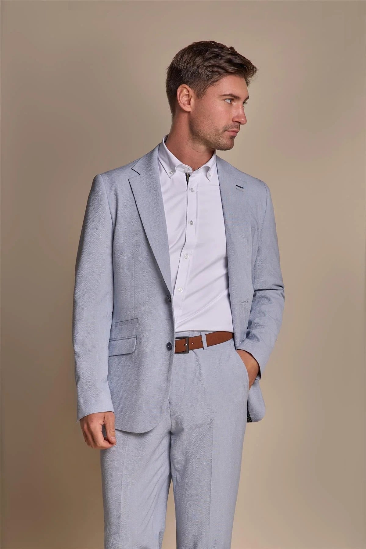 Men’s Textured Slim Fit Suit Jacket– SIREN - Sky Blue