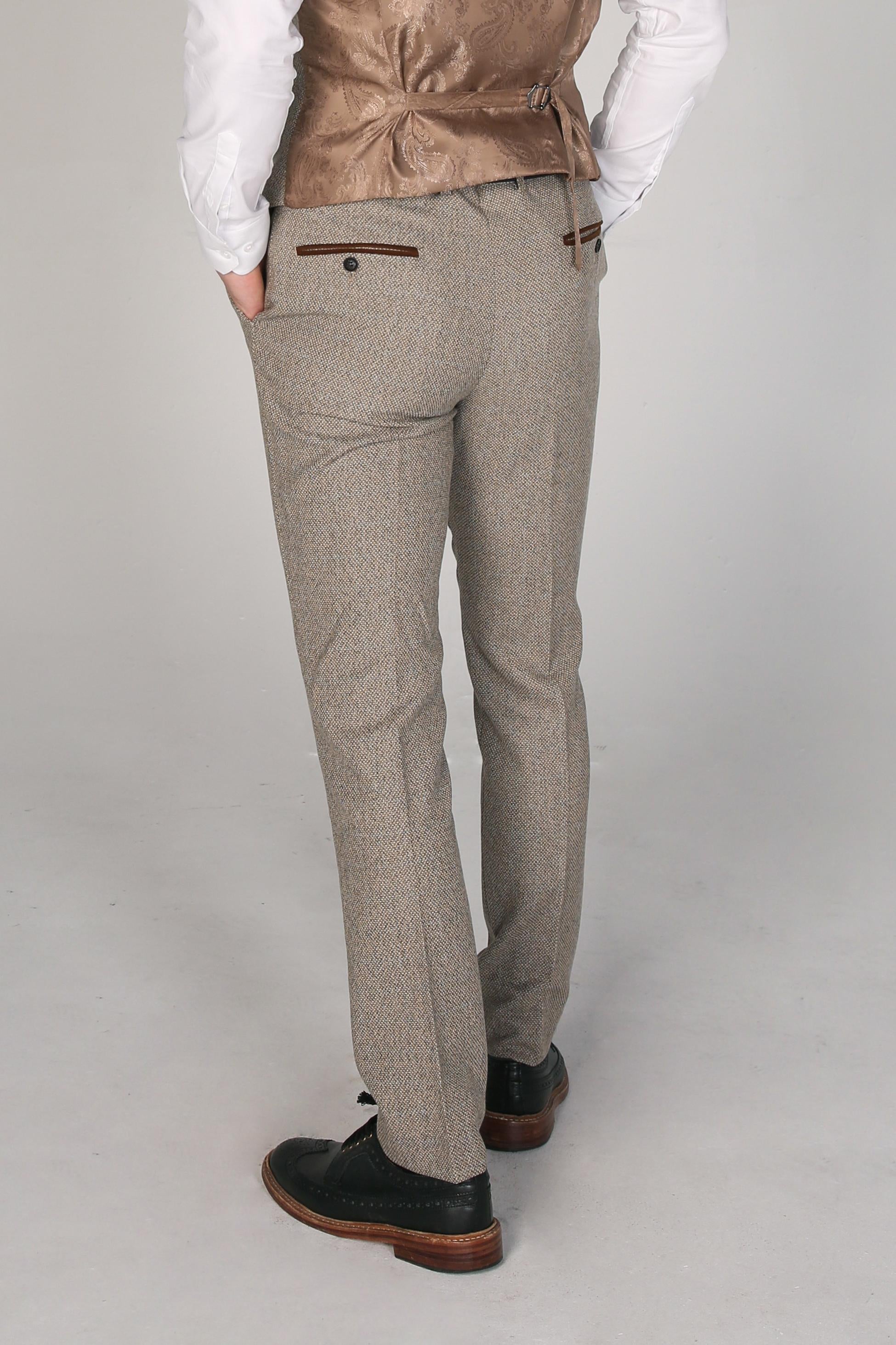 Men's Tweed Tailored Fit Trousers - RALPH Beige - Beige