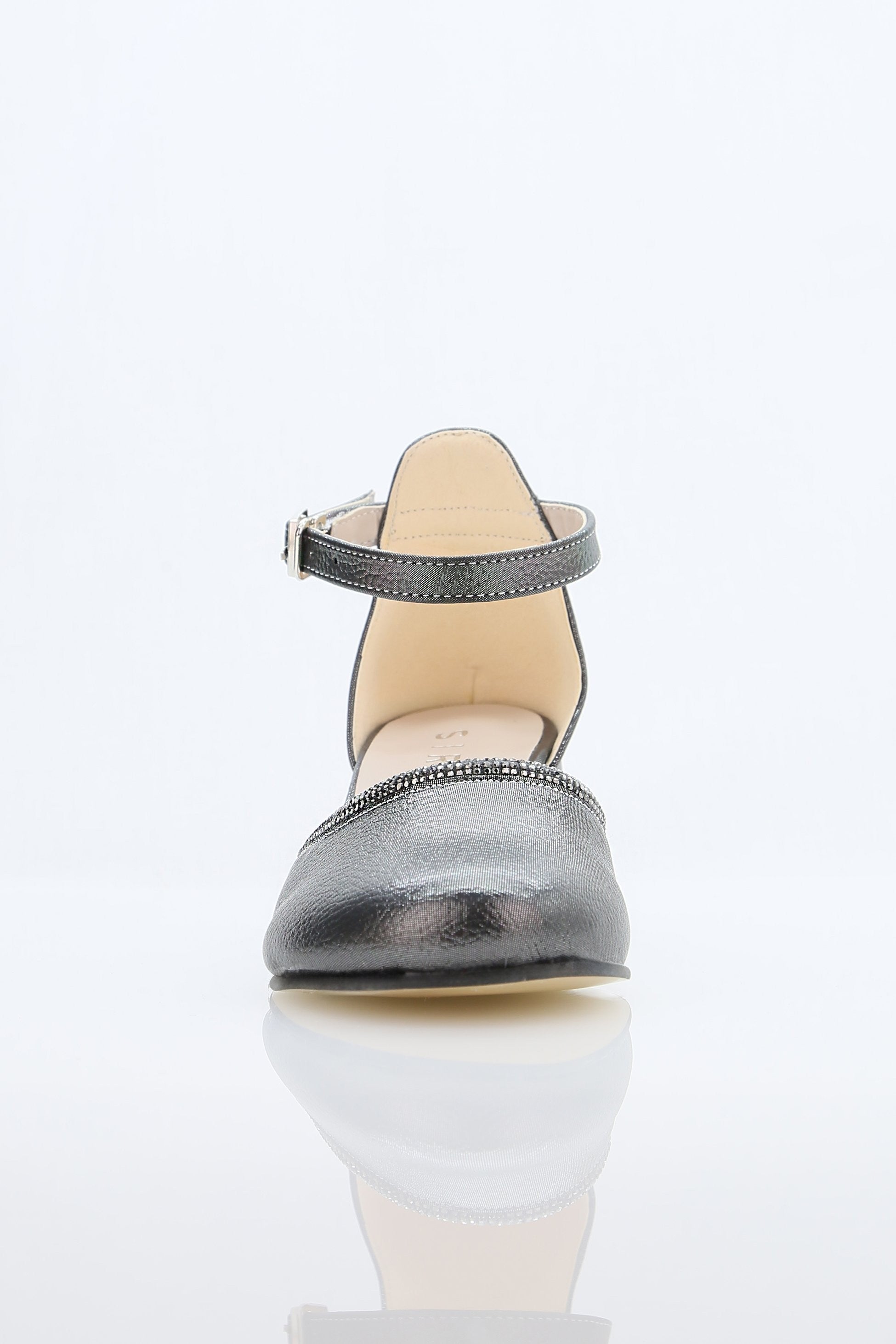 Girls' Ankle Strap Textured Block Heel Shoes – JEWEL - Platinum