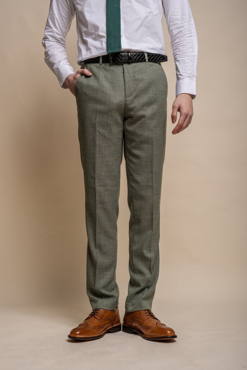 Men's Slim Fit Formal Trousers - MIAMI - Sage Green