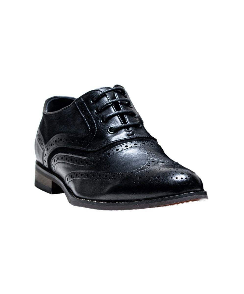 Men's Lace Up Oxford Brogue Dress Shoes - Russel - Black