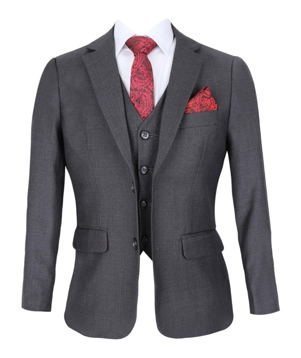 Boys Tailored Fit Formal Suit- CHARLES Charcoal - Charcoal Grey