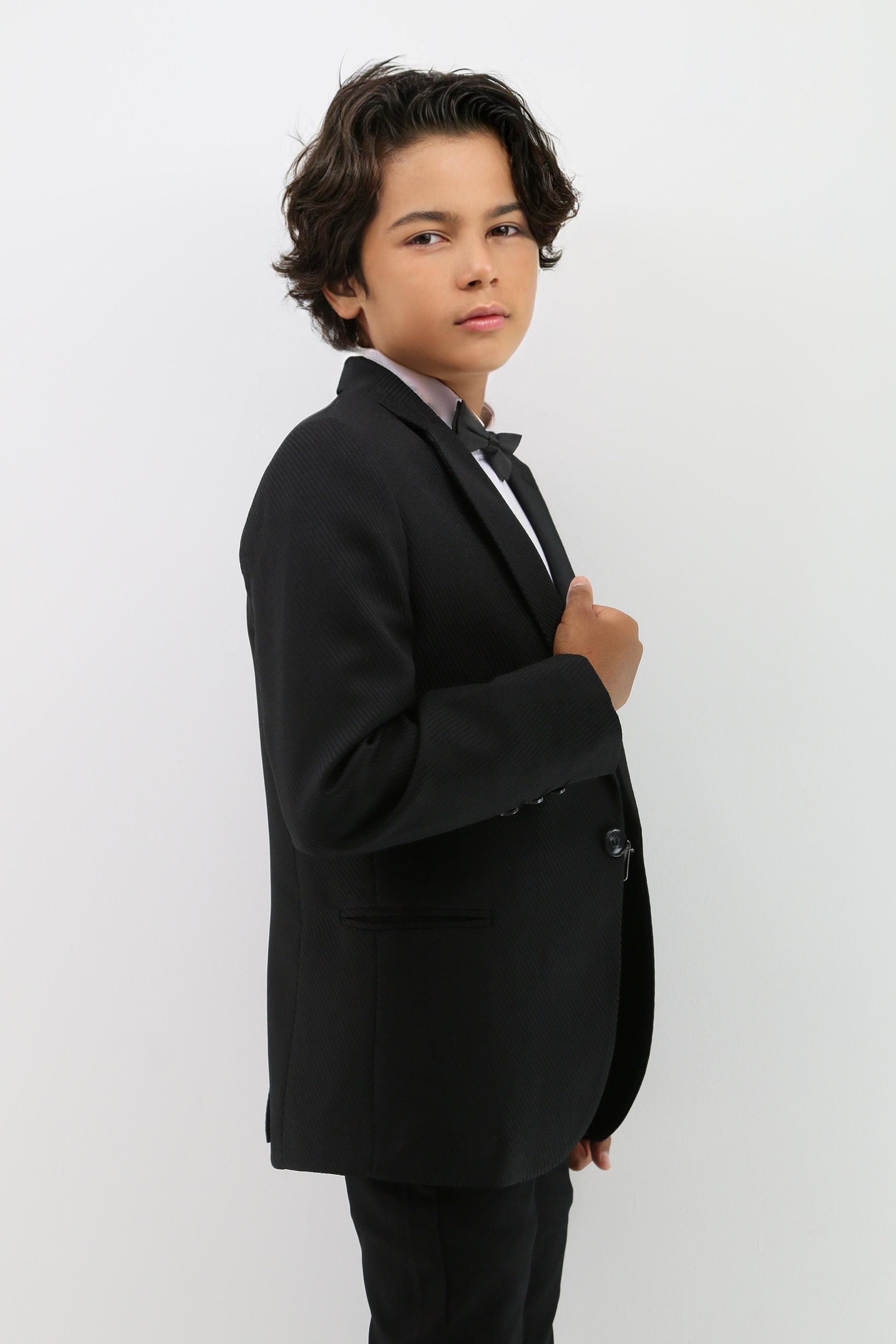 Boys Formal Textured Tweed Blazer - Black