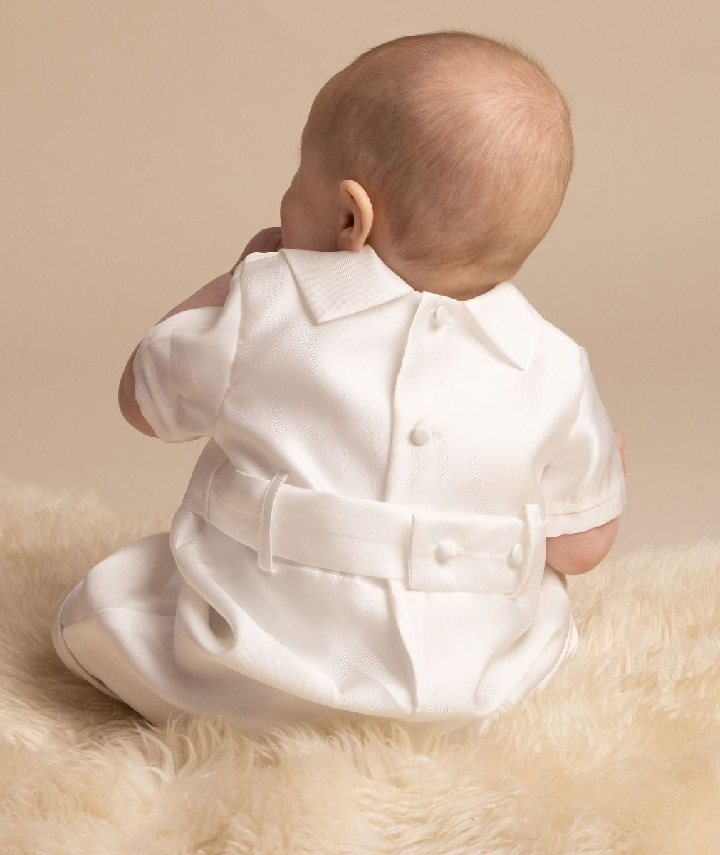 Baby Boys Christening Romper with Hat - OSCAR - Ivory