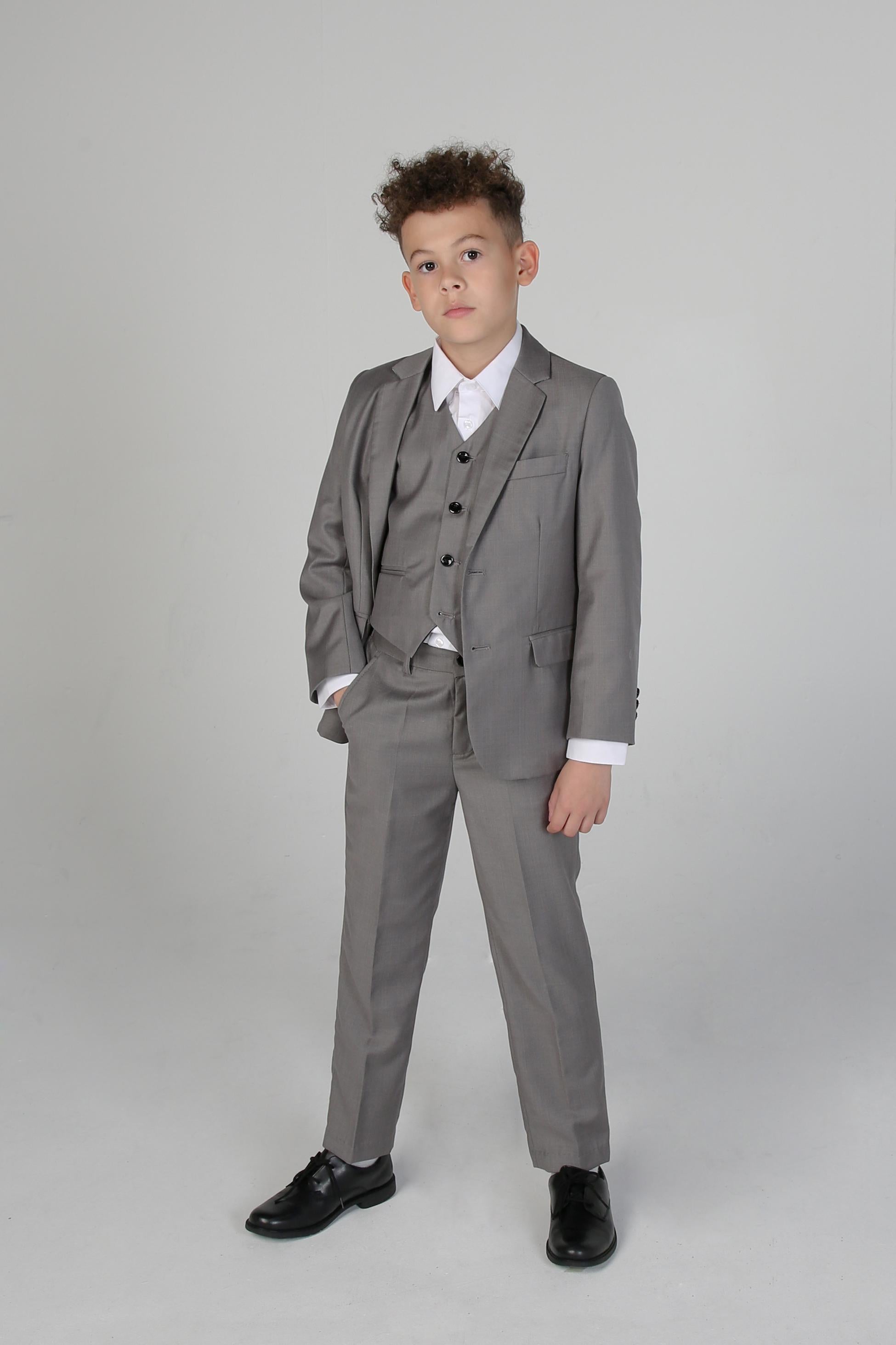 Boys Tailored Fit Black Suit - PARKER - Light Grey