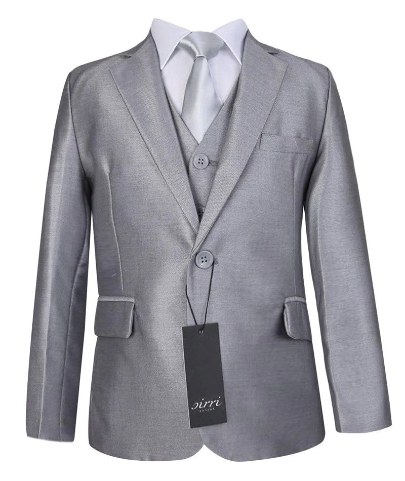 Boys Wedding Silver Suit Set - Light Silver