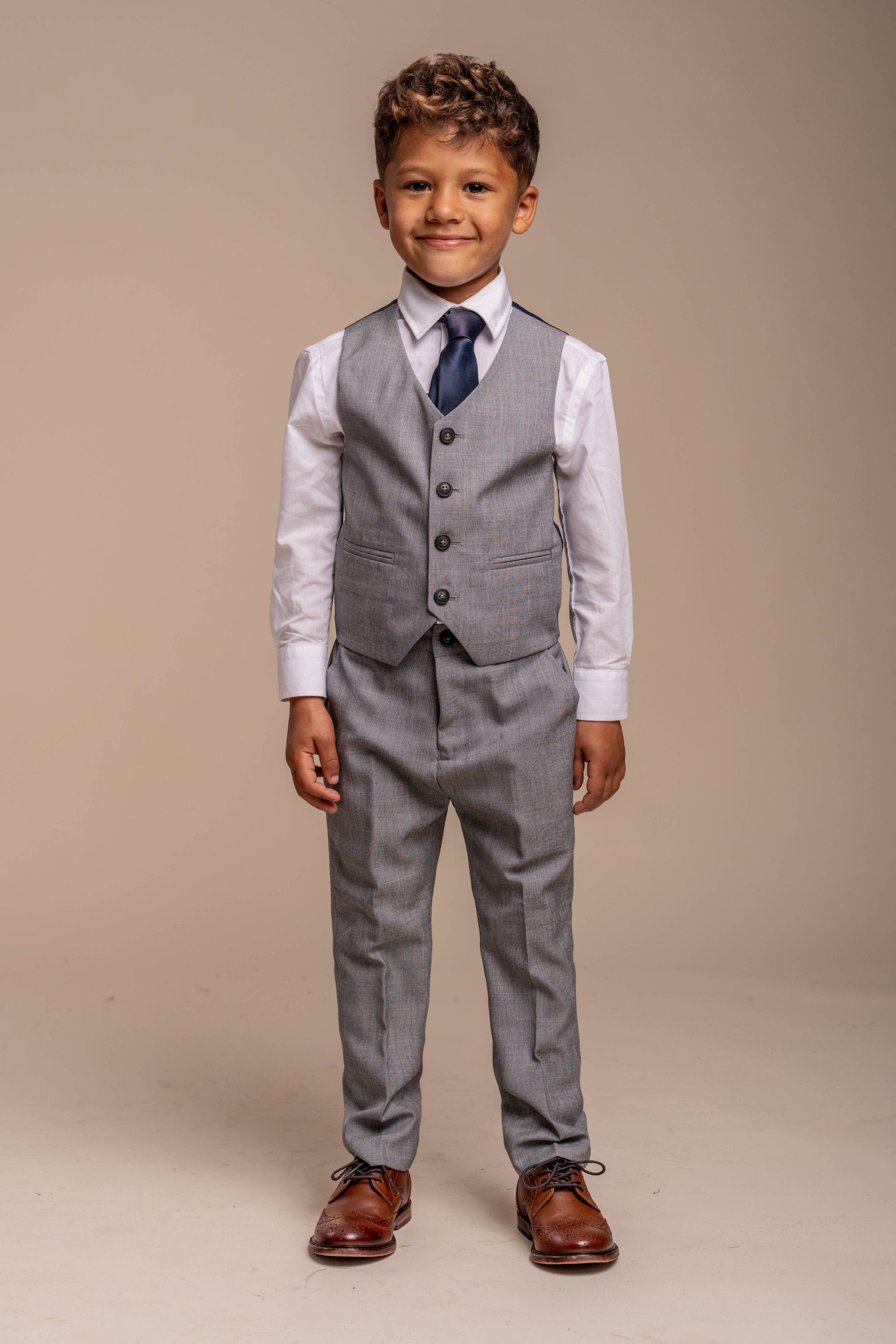 Boys Slim Fit Formal Suit - REEGAN - Light Grey