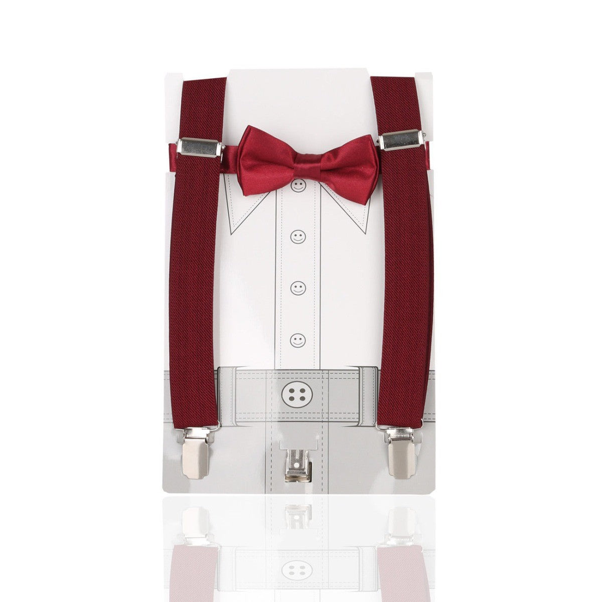 Boys Adjustable Elastic Y-Back Wide Bow Brace Set - Red