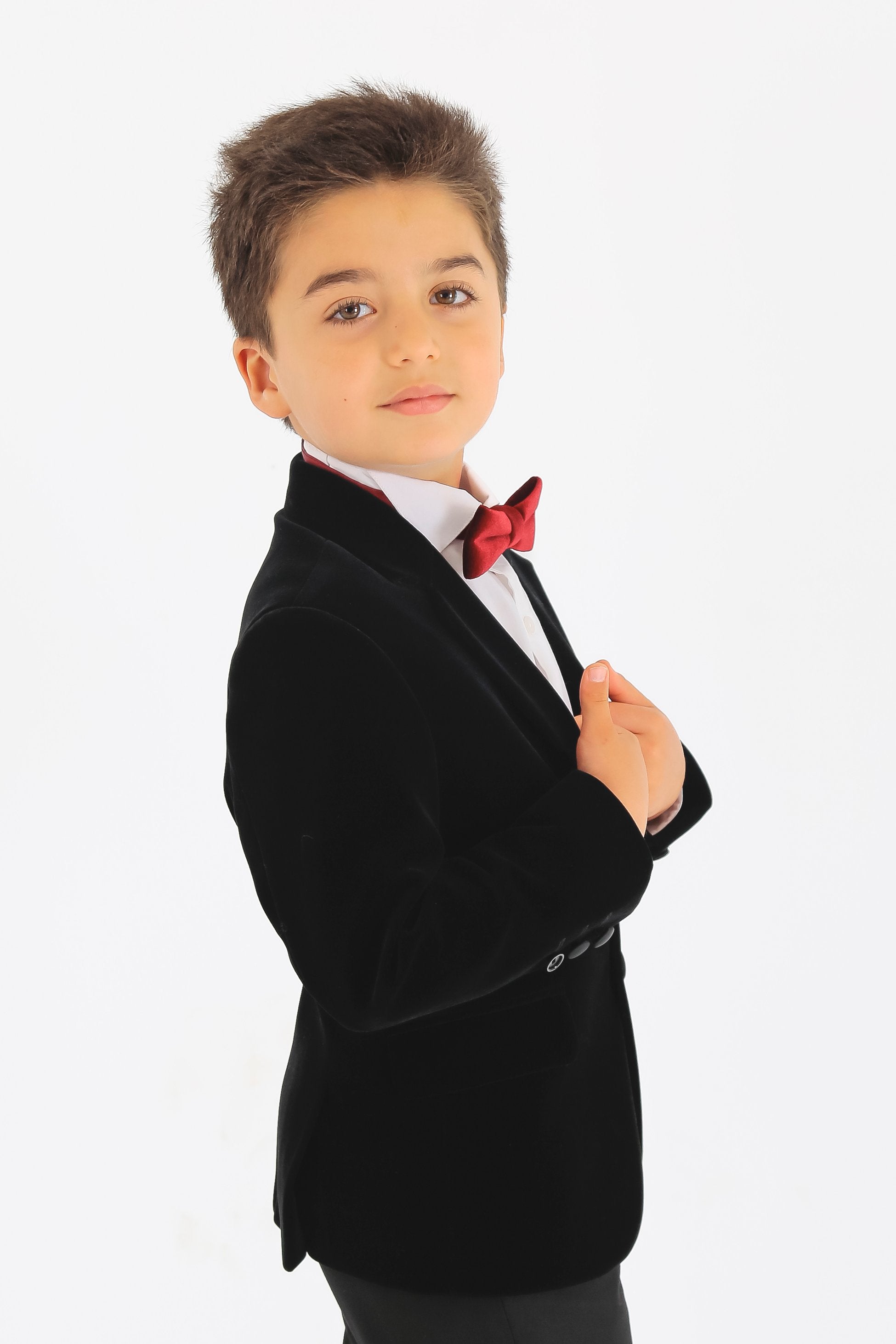 Boys Velvet Slim Fit Formal Blazer - Hackney - Black