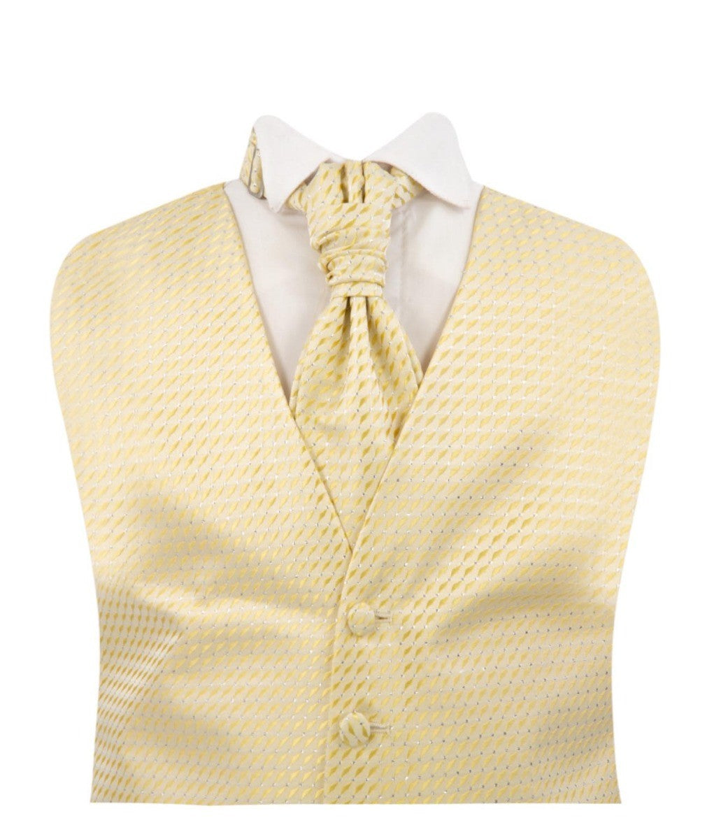 Boys White Suit with Gold Waistcoat and Cravate Set - White and choice of waistcoat