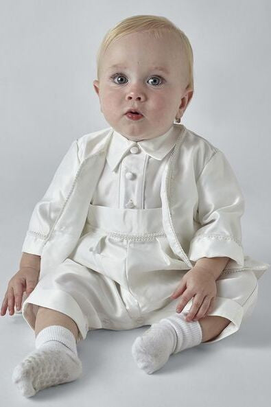 Luxurious Baby Boys Christening Romper Set - PETER - Ivory