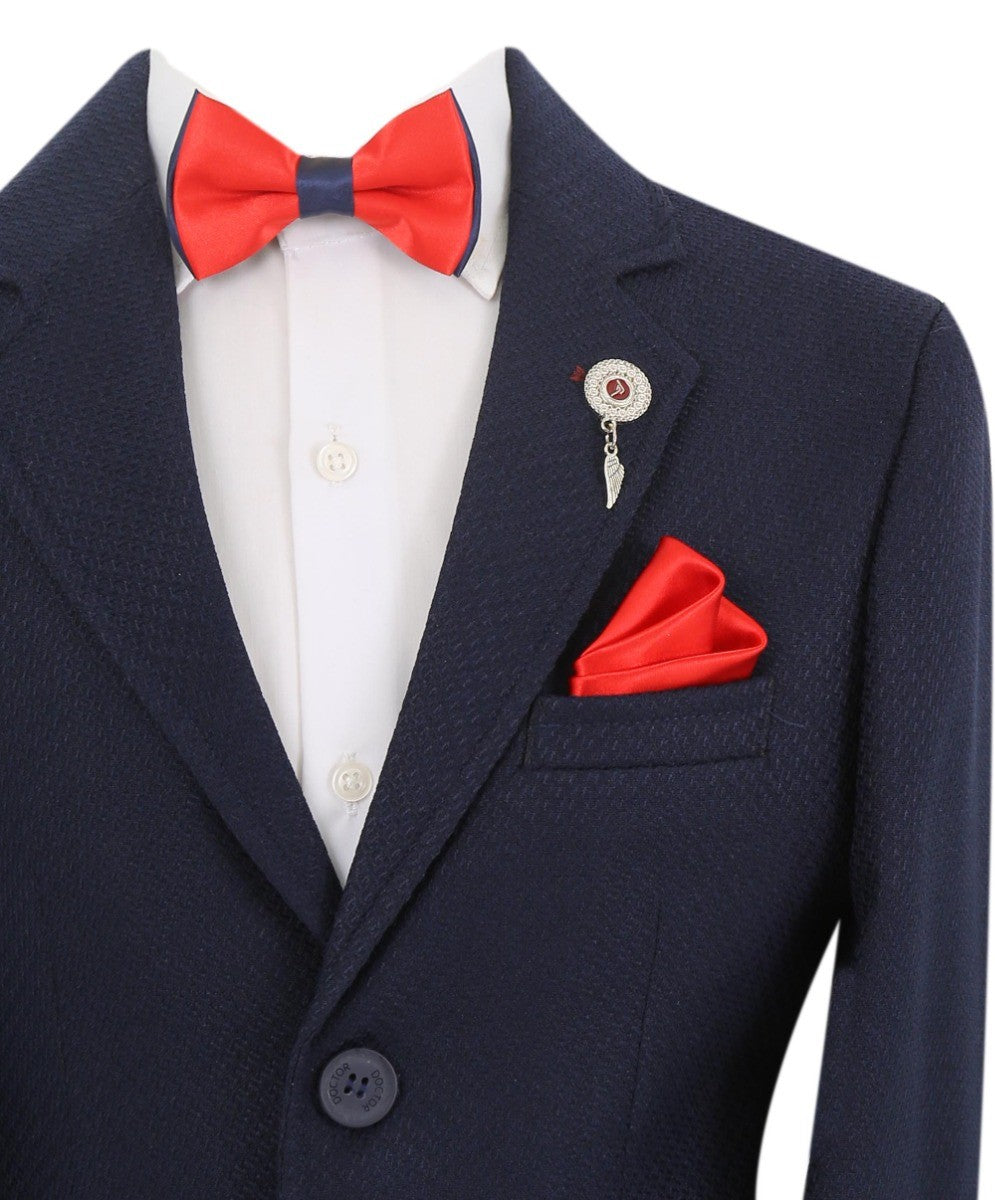 Boys Single Breasted Slim Fit Formal Blazer - GERRARD - Navy Blue