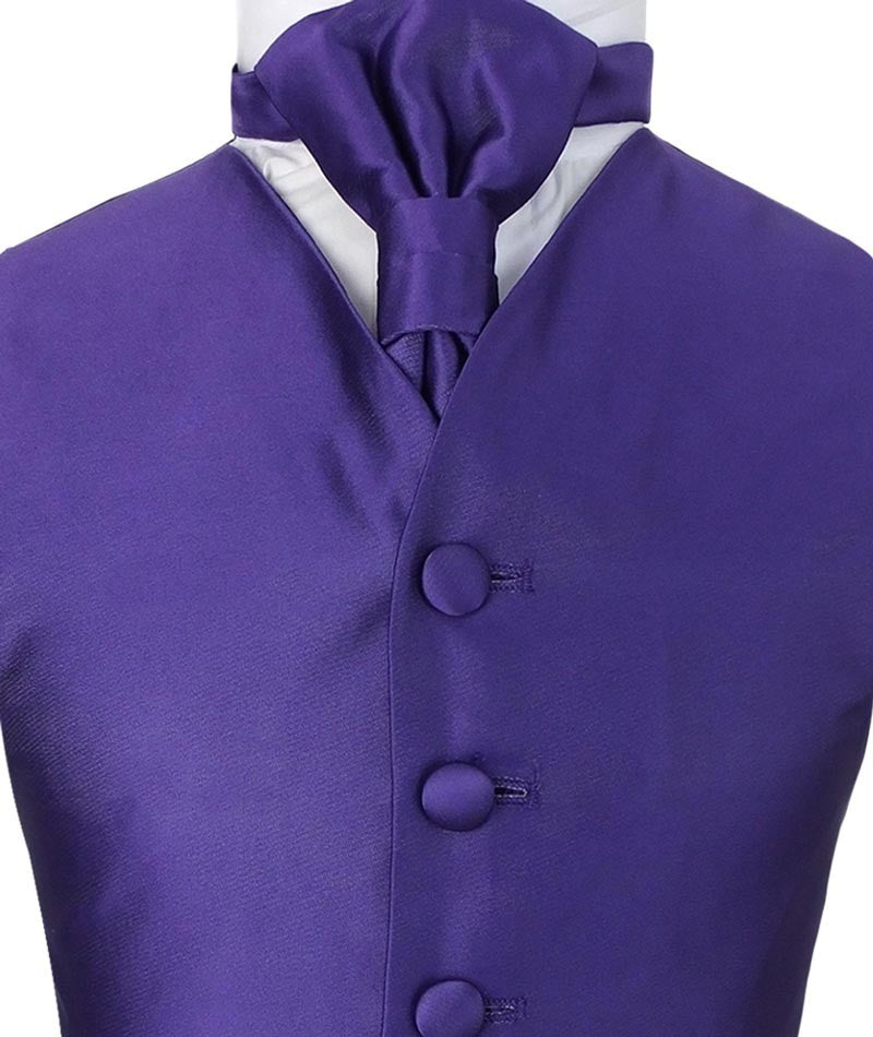 Boys Satin Waistcoat & Cravat Set - Purple