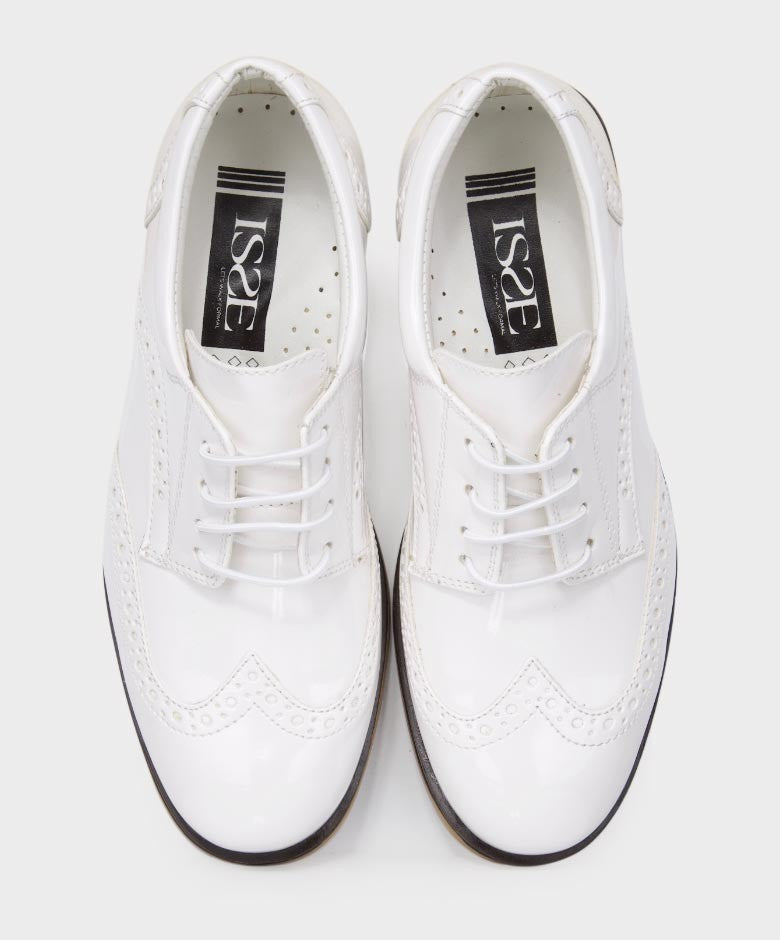 Boys Derby Brogue Lace Up Dress Shoes - White