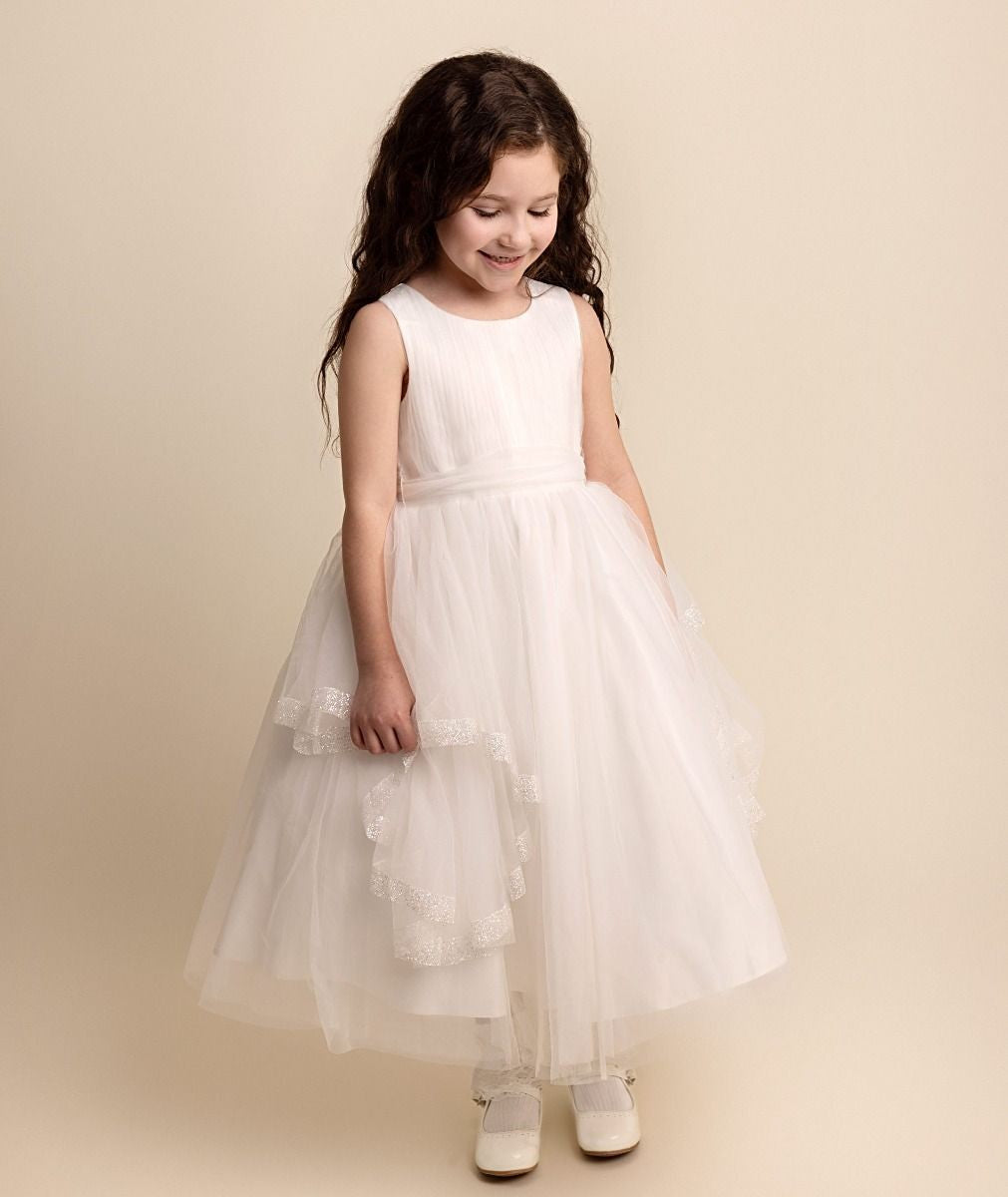 Babies and Girls Pleated Ivory Lace Dress - SABRINA - Ivory