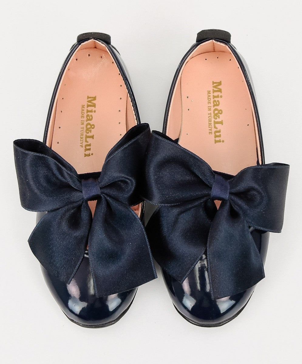 Girls Patent Flat Mary Jane Shoes - ELENA - Navy Blue