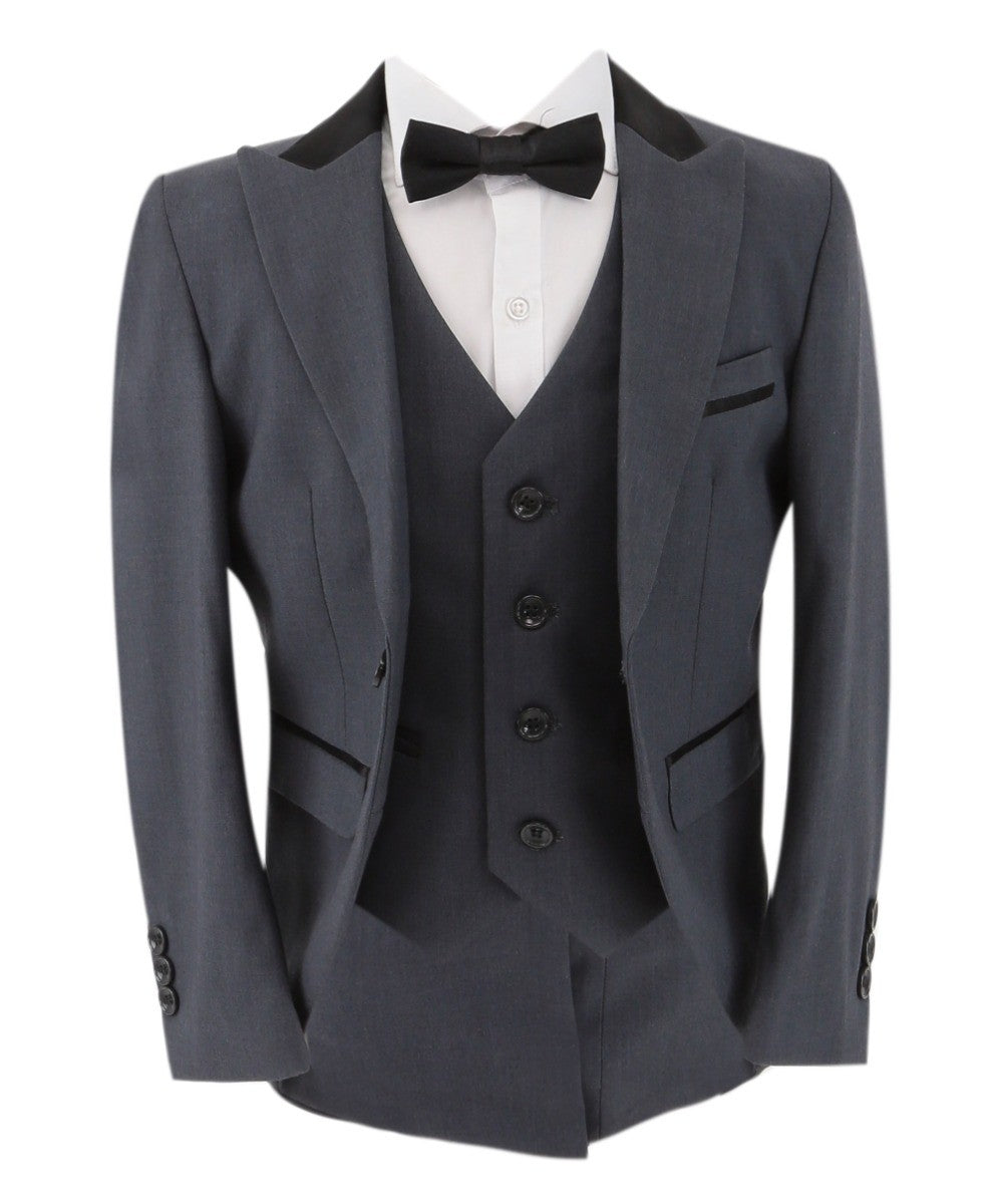 Boys Premium Grey Tail Suit - Grey