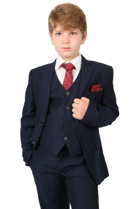 Boys Regular Italian Fit Navy Suit - Navy Blue