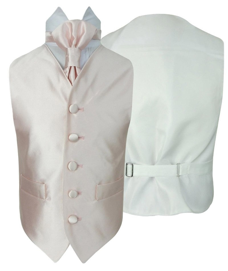 Boys Satin Waistcoat & Adjustable Cravat Set - Pink