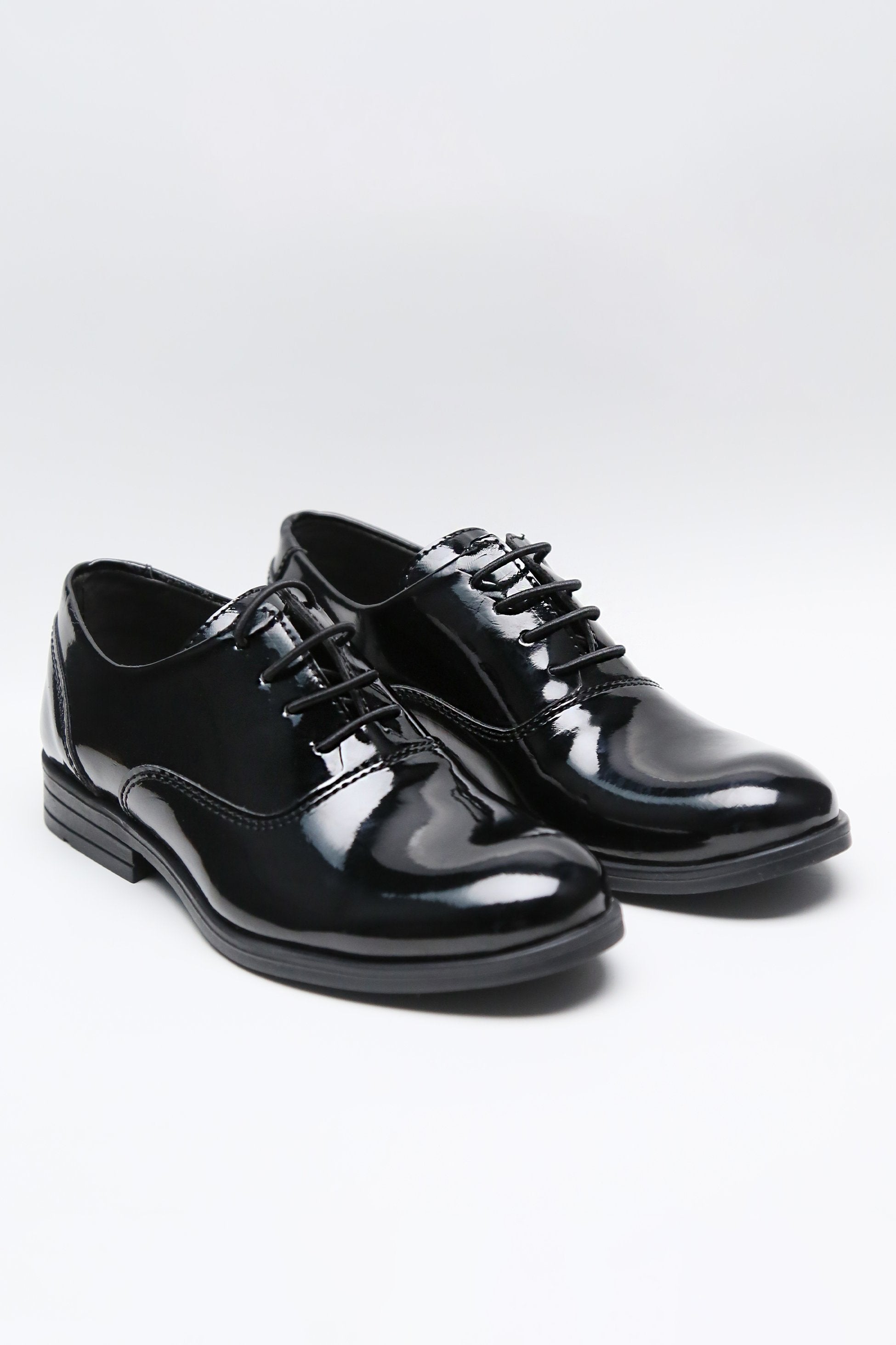 Boys’ Patent Black Lace-Up Oxford Formal Shoes - Regal - Black