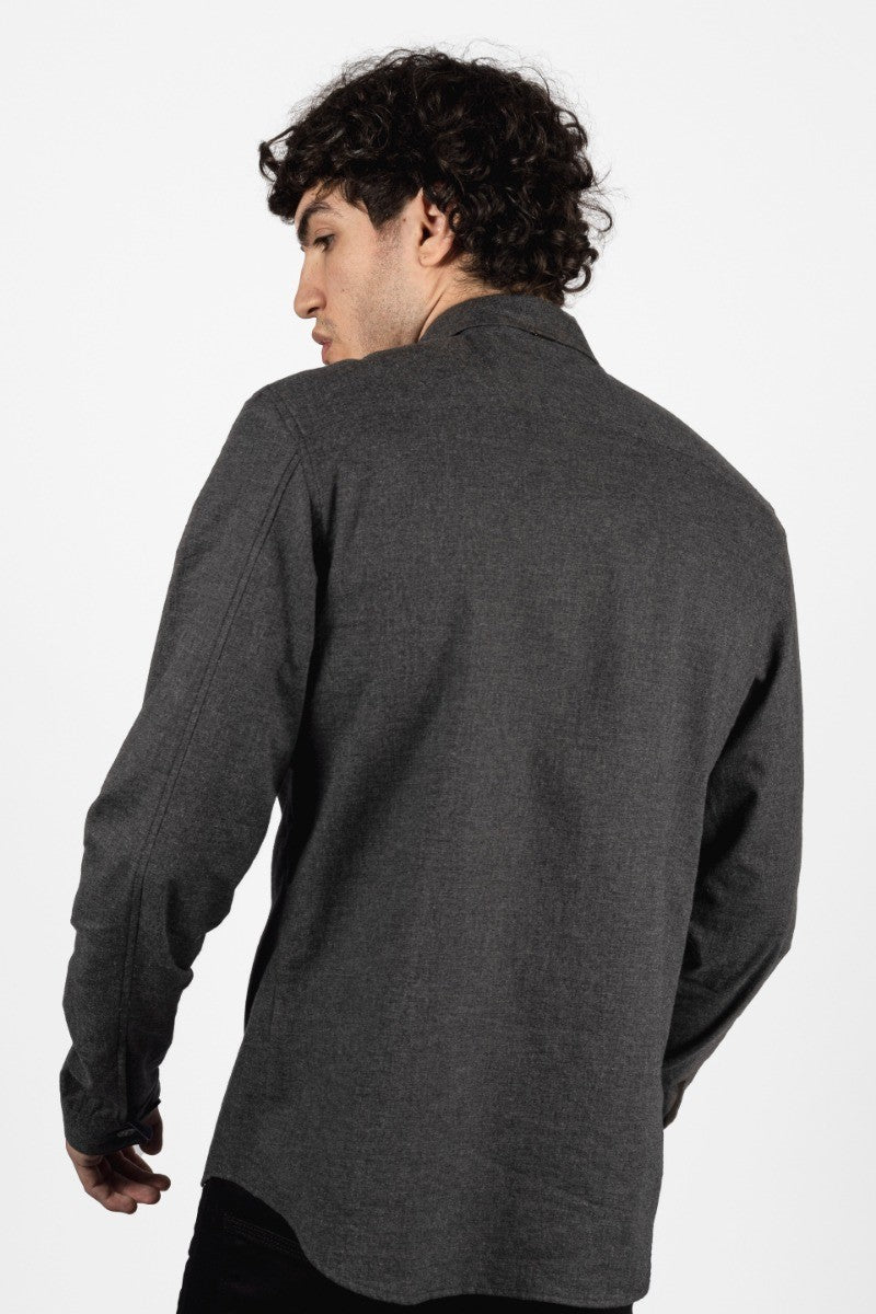 Men's Cotton Oversize Casual Shirt - KEMPMAN - Dark Grey