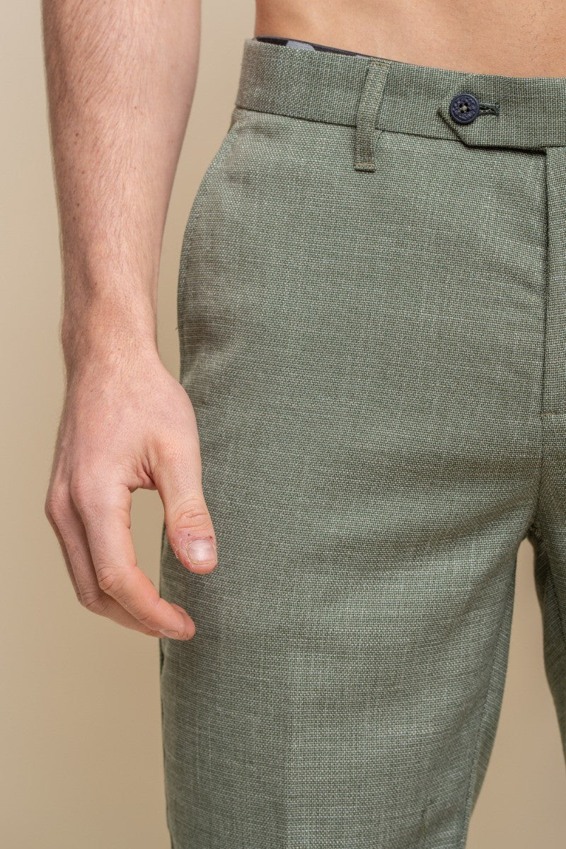 Men's Mid Rise Slim Fit Shorts- MIAMI - Sage Green