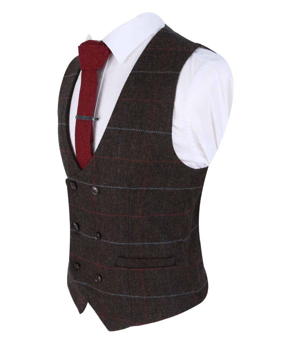 Men's Retro Check Slim Fit Waistcoat - TOMMY Brown - Brown