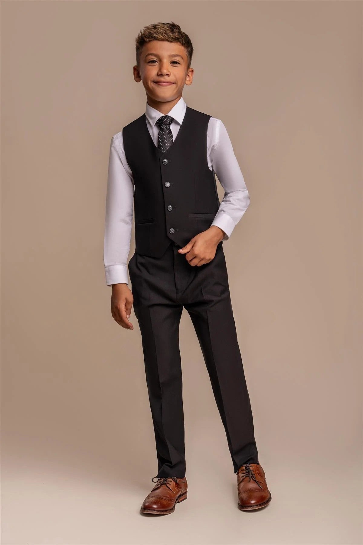 Boys Slim Fit Formal Black Suit - MARCO - Black