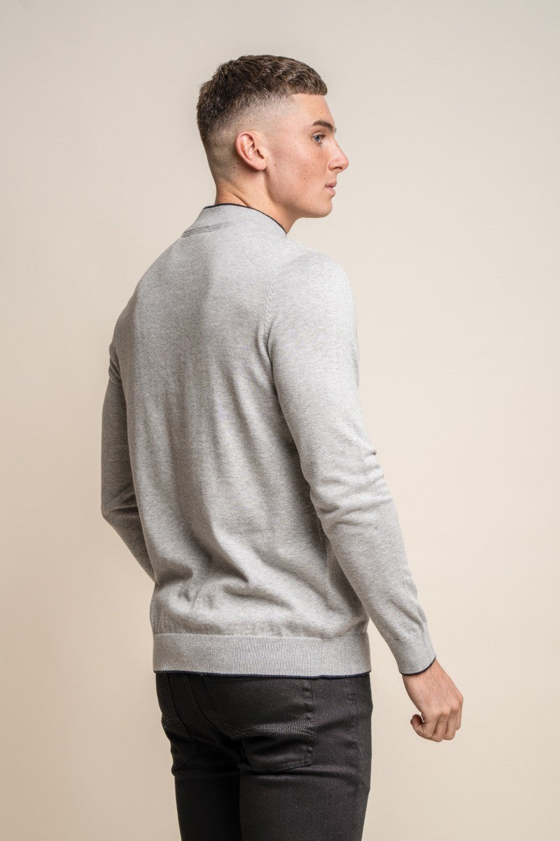 Men's Cotton Turtle Neck Jumper - New Rio - Grey