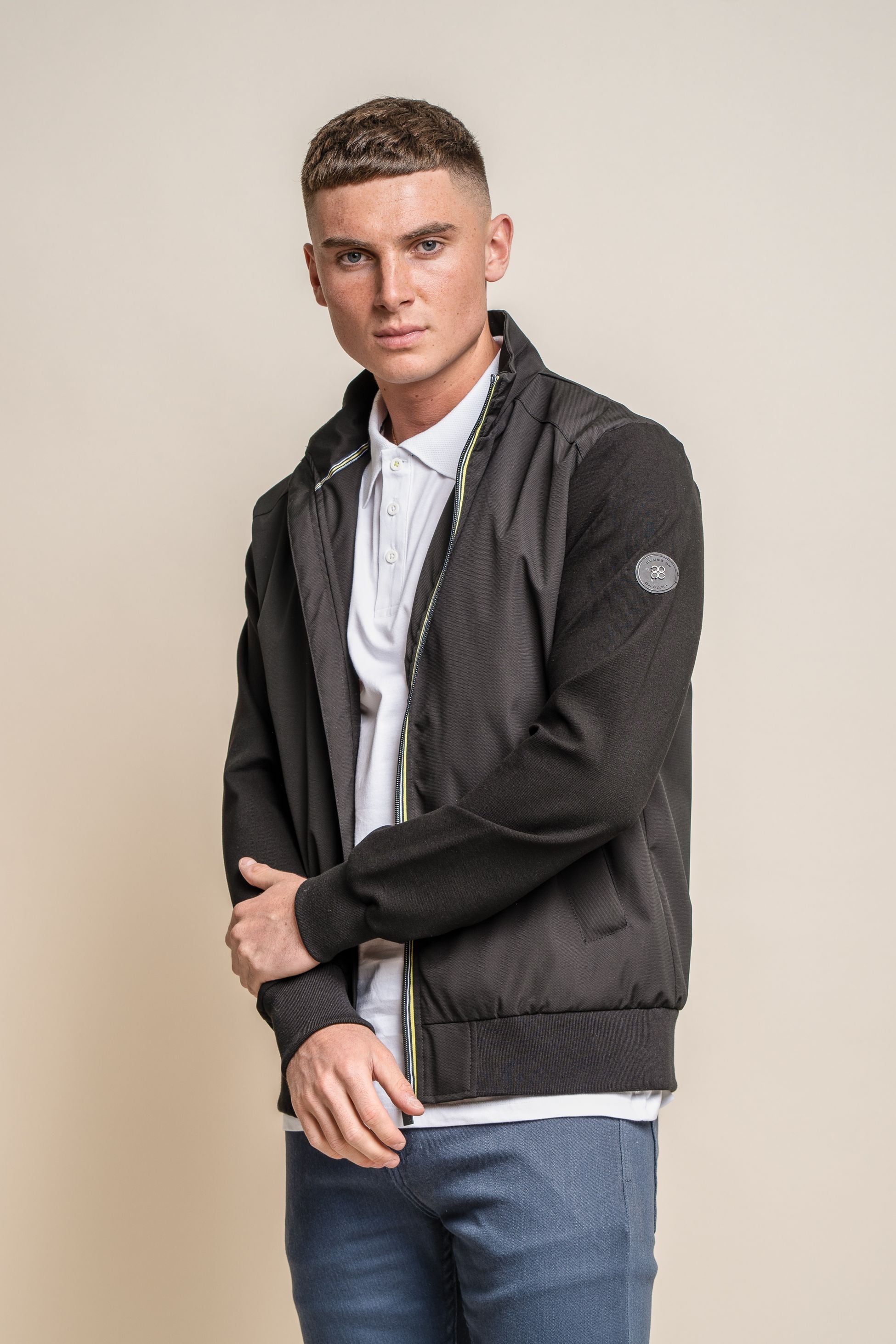 Men's Lightweight Slim Fit Bomber Jacket - KASPER - Black