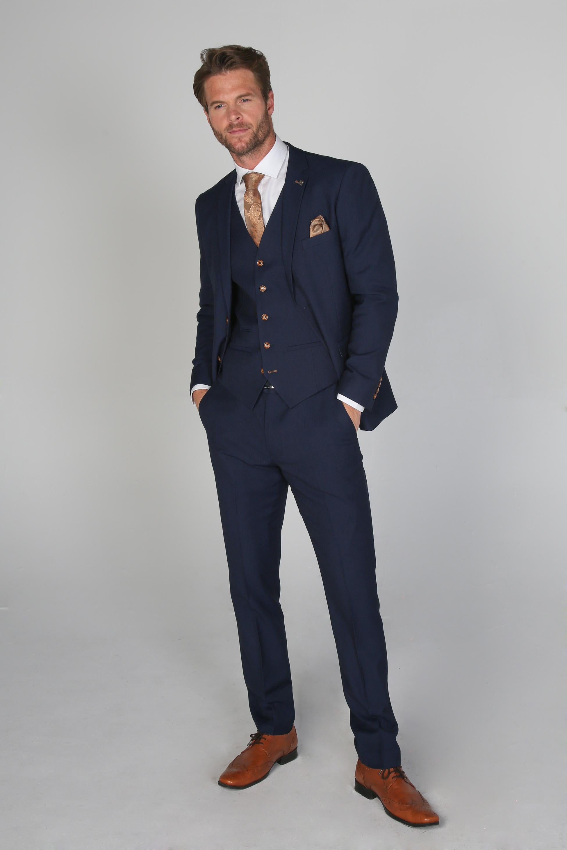 Men's Tailored Fit Formal Suit - MAYFAIR - Navy Blue