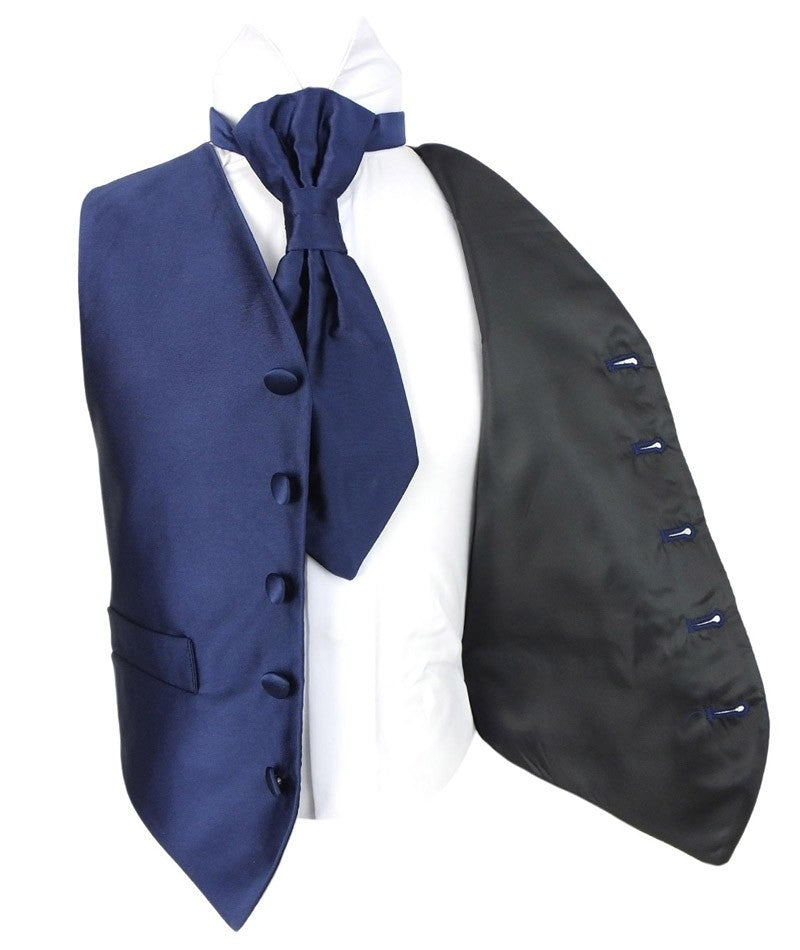 Boys Satin Waistcoat & Cravat Set - Navy Blue