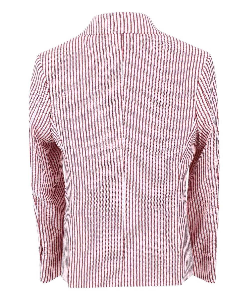 Boys Slim Fit Pinstripe Boating Blazer - Red