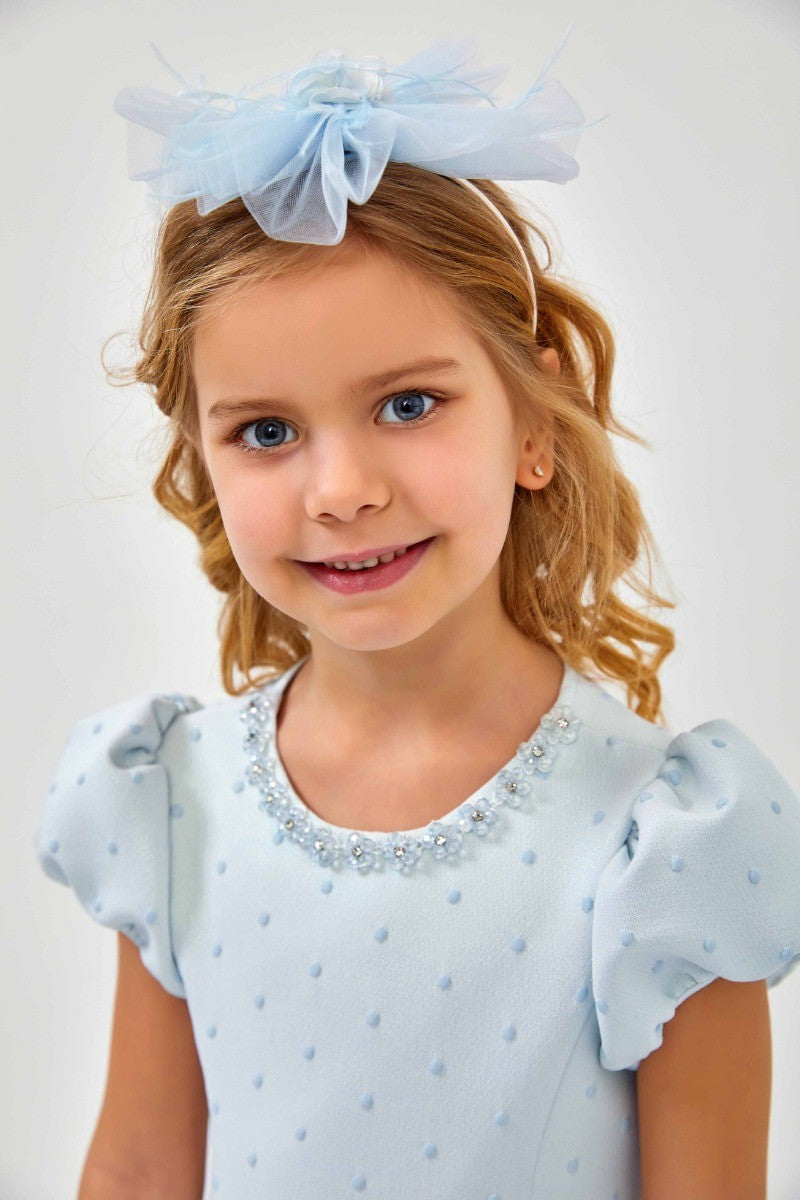 Flower Girls Polka Dot 3 Piece Dress Set - Baby Blue