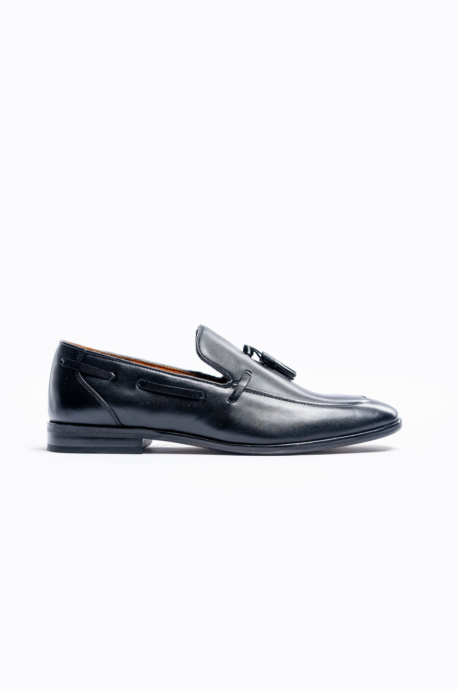 Men's Leather Slip On Tassel Loafer - FREEMONT - Black