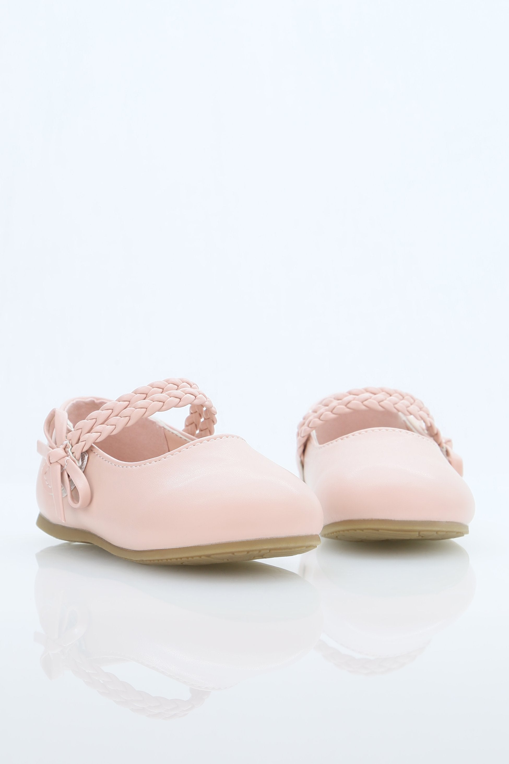 Little Girls’ Braided Strap Mary Jane Shoes with Bow - OPHELIA - Pink